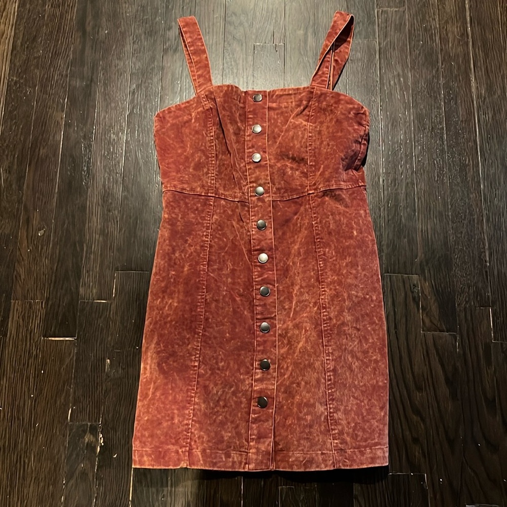 Button Down Reddish Mini Dress